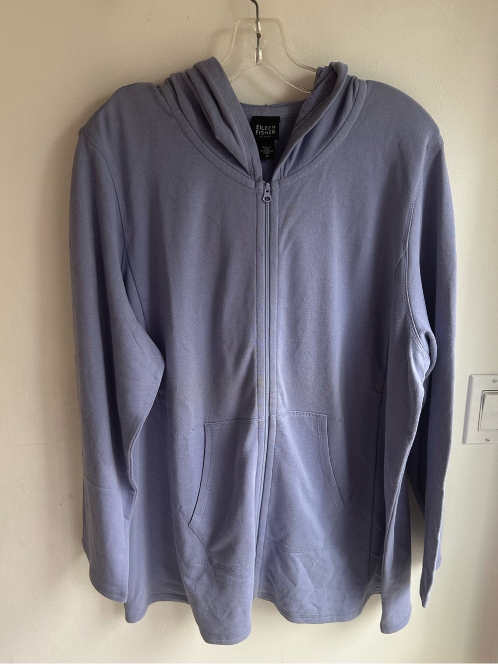 EILEEN FISHER Hoodie XXL Organic Cotton French Terry zip up Sweatshirt Purple